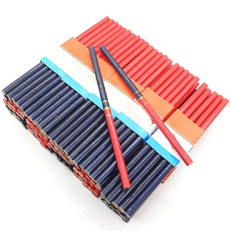 Red and blue carpenter's pencils 10-piece set with round wooden design