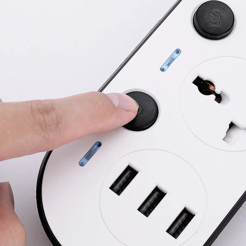 International power strip with multiple socket types and USB ports in 2035u colour