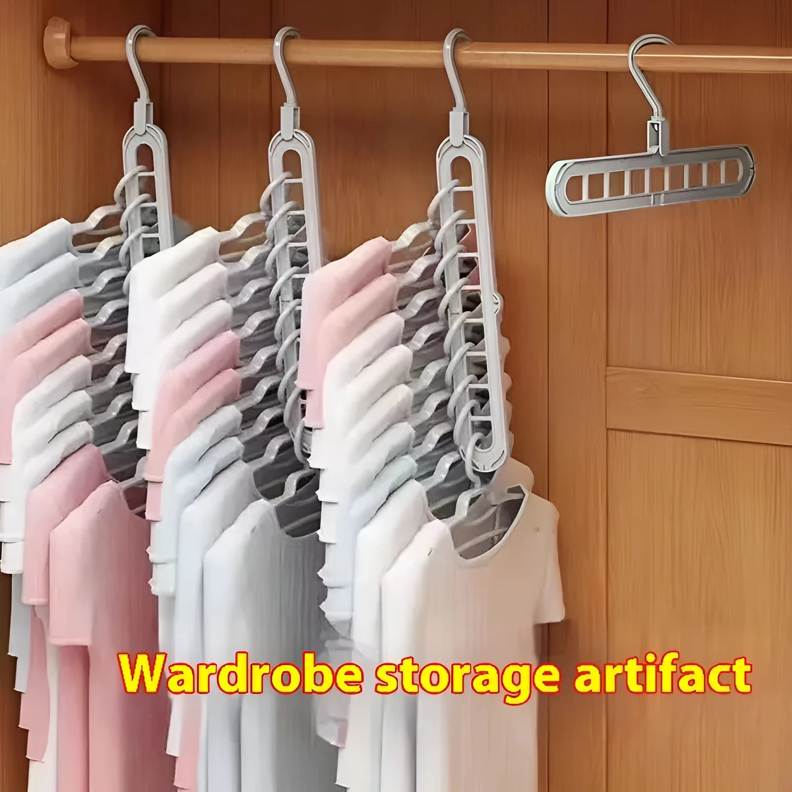 Green plastic nine-hole folding hanger for trousers displayed open and folded flat.