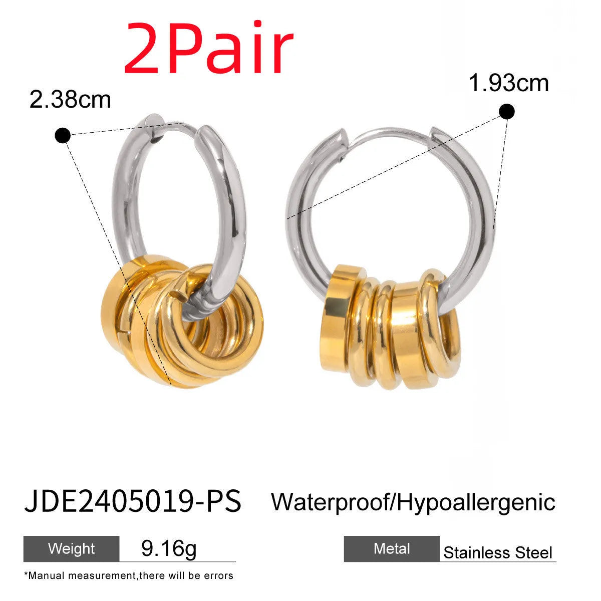 Stainless steel electroplated earrings in ins style with unisex design