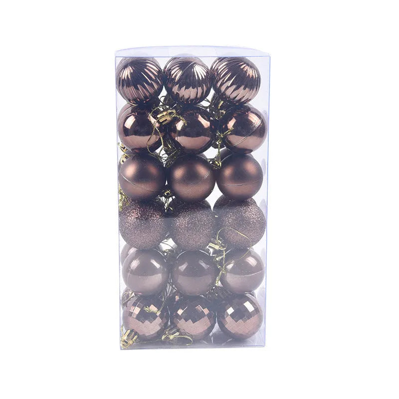 36 assorted Christmas balls in a whole box, each 4cm diameter, multicolour