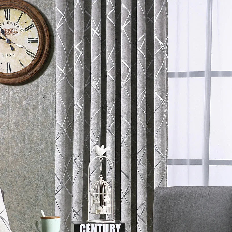 Solid colour chenille blackout curtain panel in grey, 1m x 2.7m, with jacquard texture for modern interior