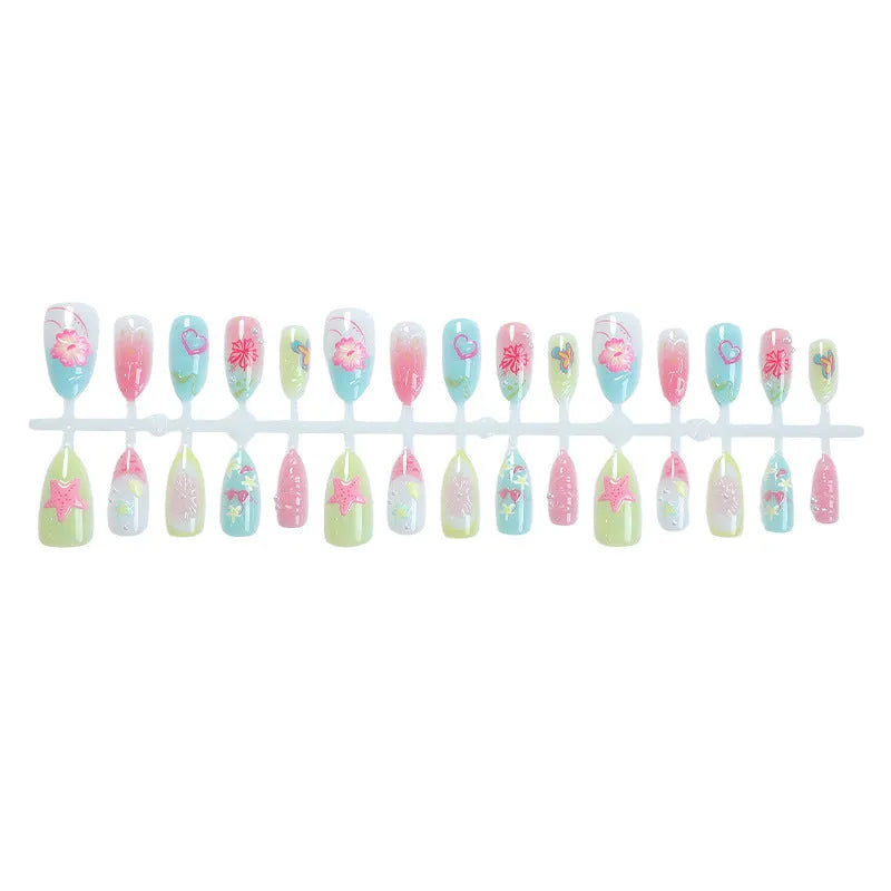 Women's three-dimensional flower butterfly love nail sticker plastic self-adhesive 30 bits per box multiple colours