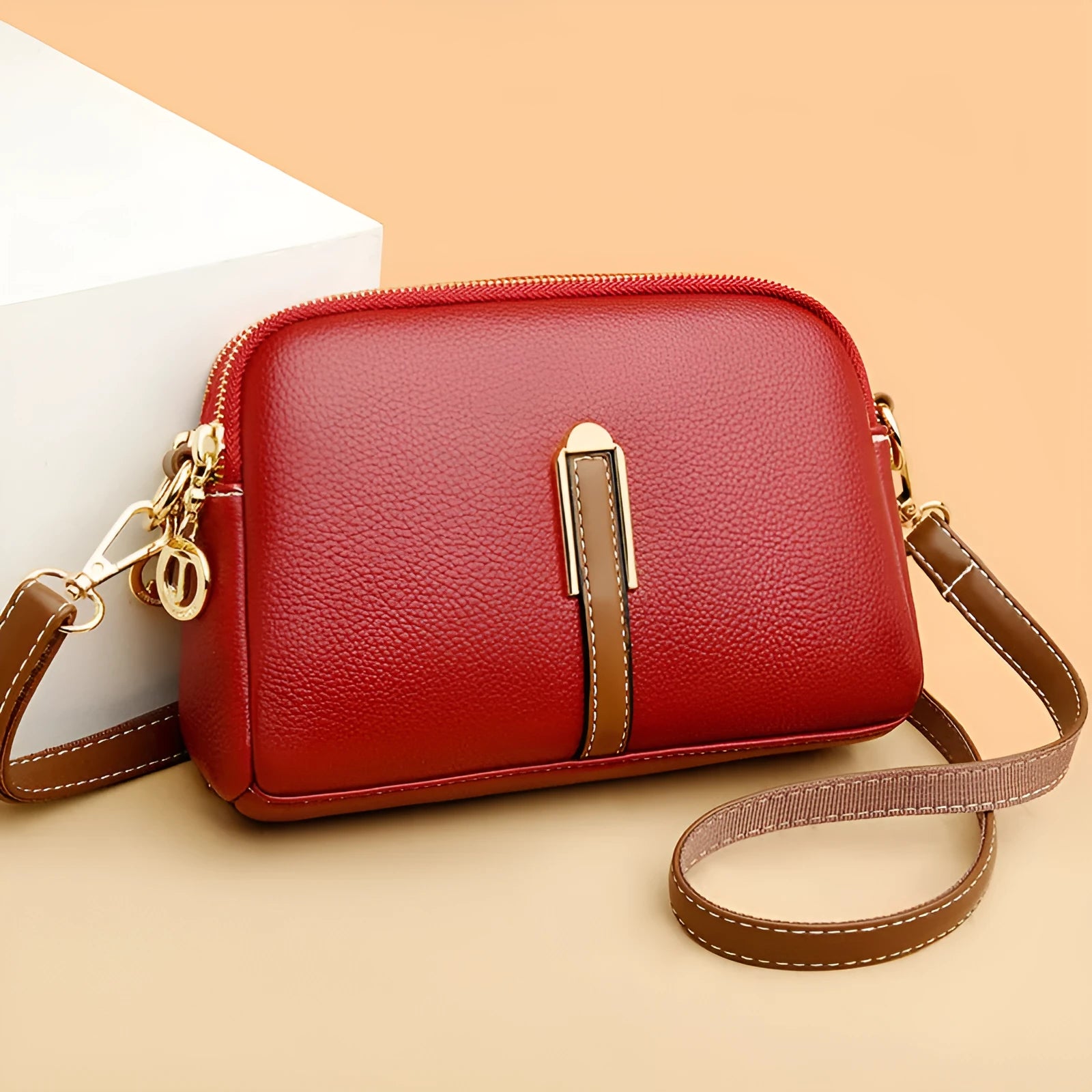 Small solid colour PU shell shoulder bag and coin purse in black blue khaki apricot grey red