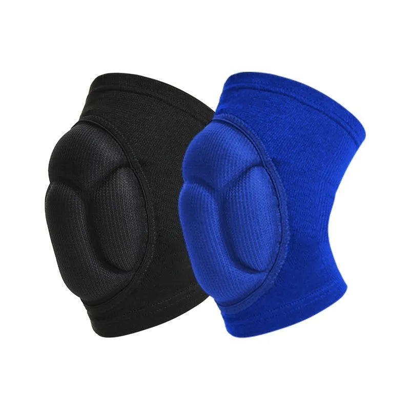 Black and blue dance knee pads with thick sponge padding for anti-collision protection during sports