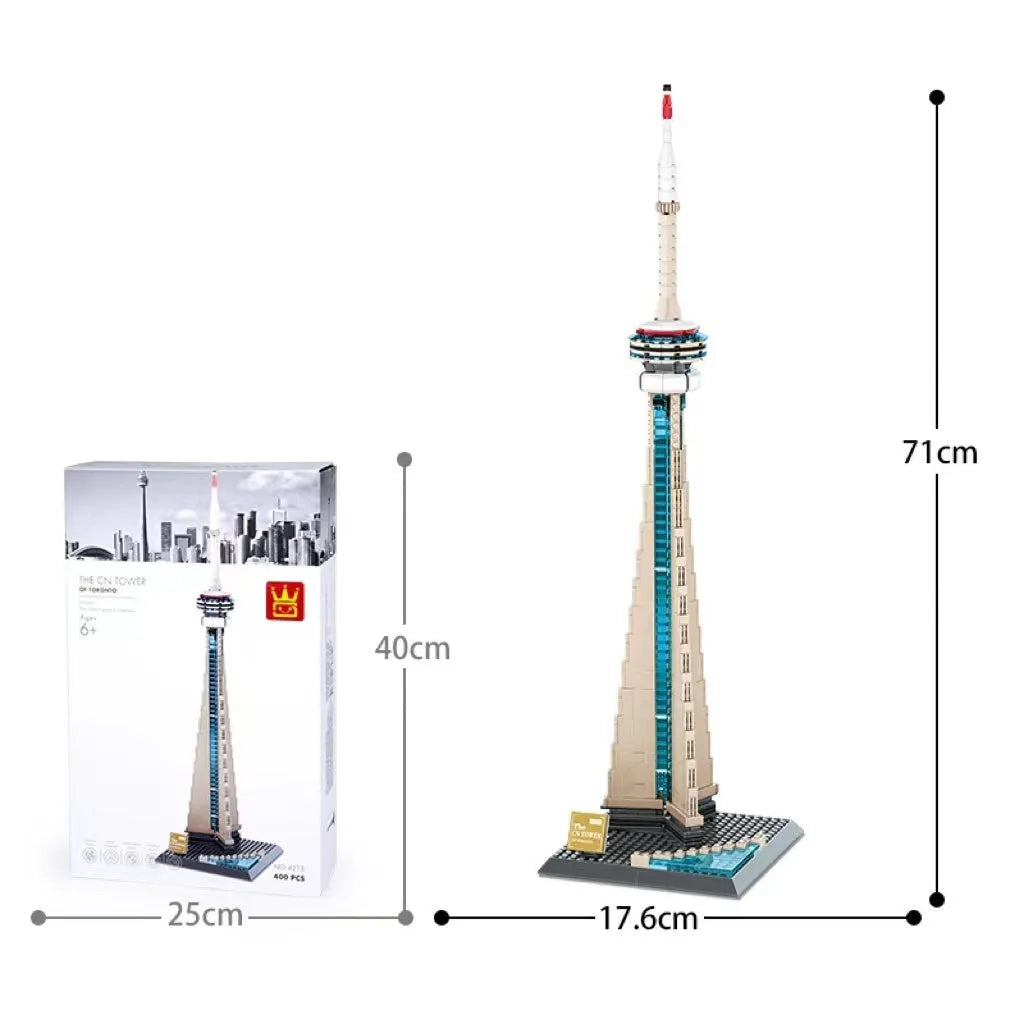 Wange building block street view set with landmark pieces including Eiffel Tower and Big Ben