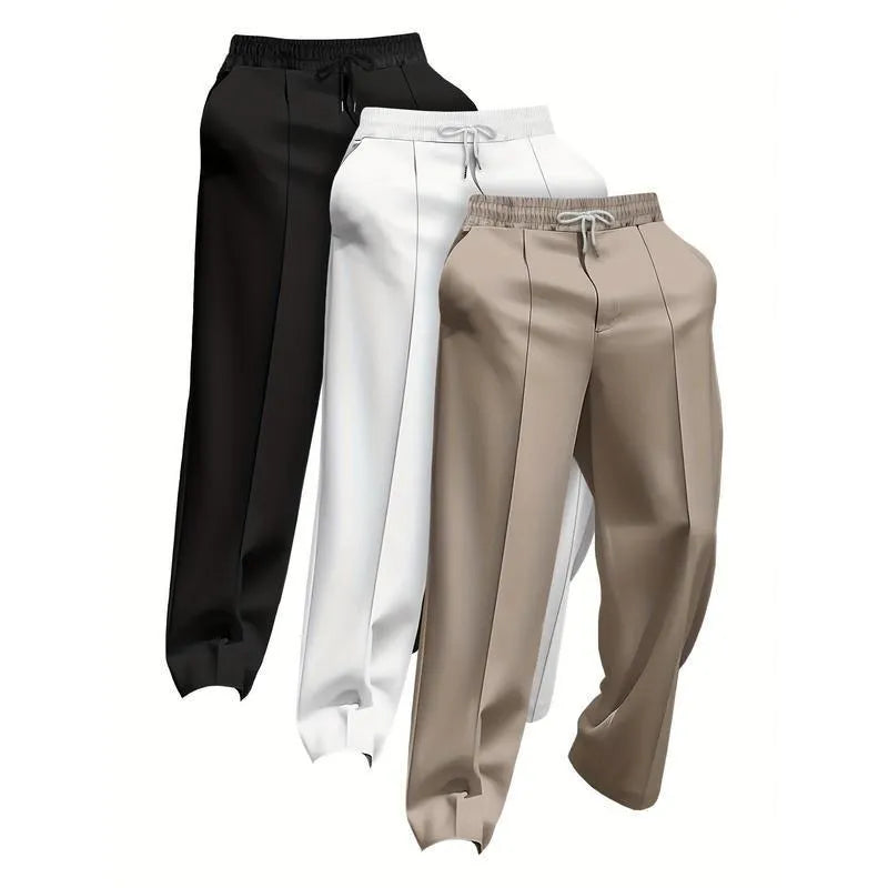 Men's loose solid colour corduroy trousers with a linen blend and fire retardant feature.