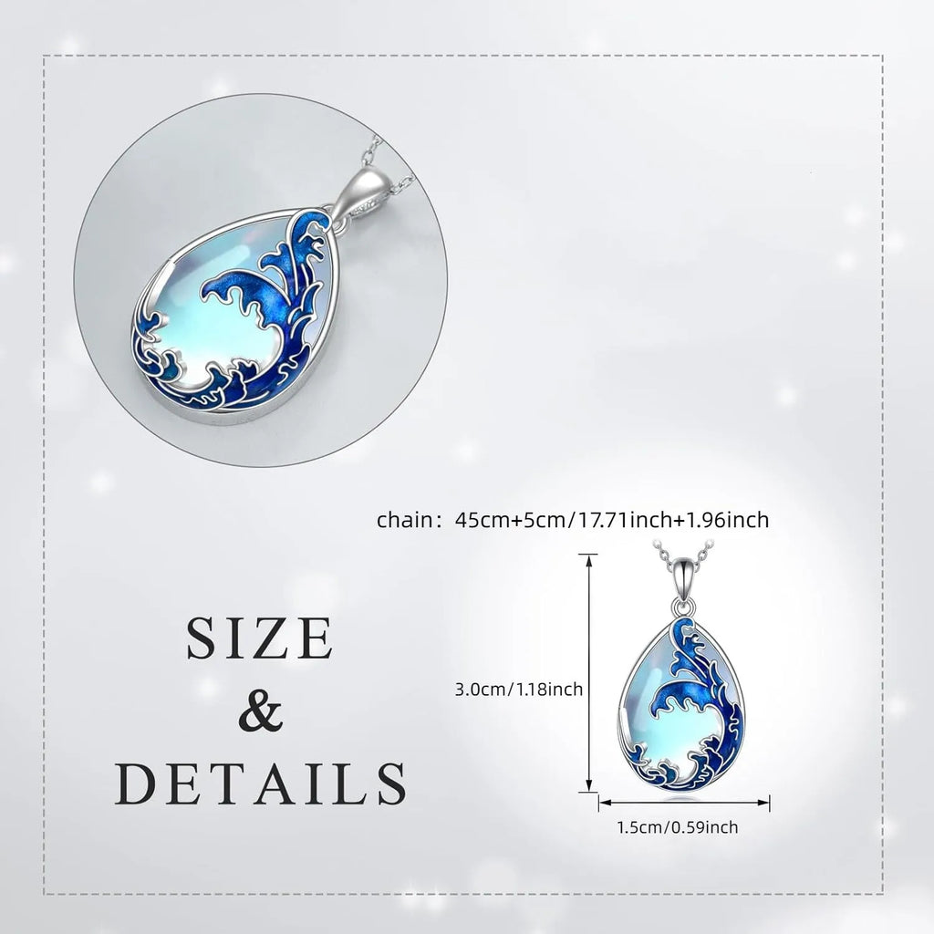 Blue heart-shaped alloy pendant on a chain, a women's necklace.