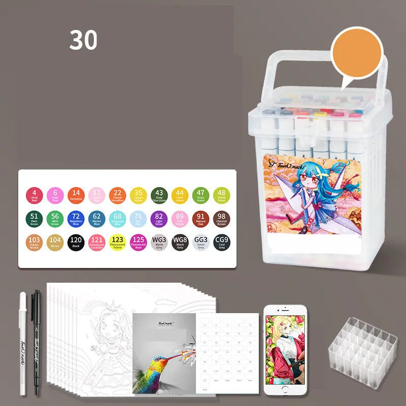 Watercolour pen set for children with 24 colours in a pencil bag, flower design