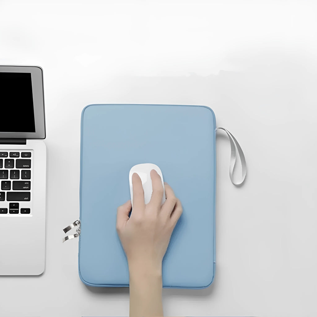 Imitation leather tablet protective case with carry handle in light grey colour