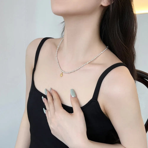925 sterling silver flower pendant necklace with adjustable ball bead chain for women on white background