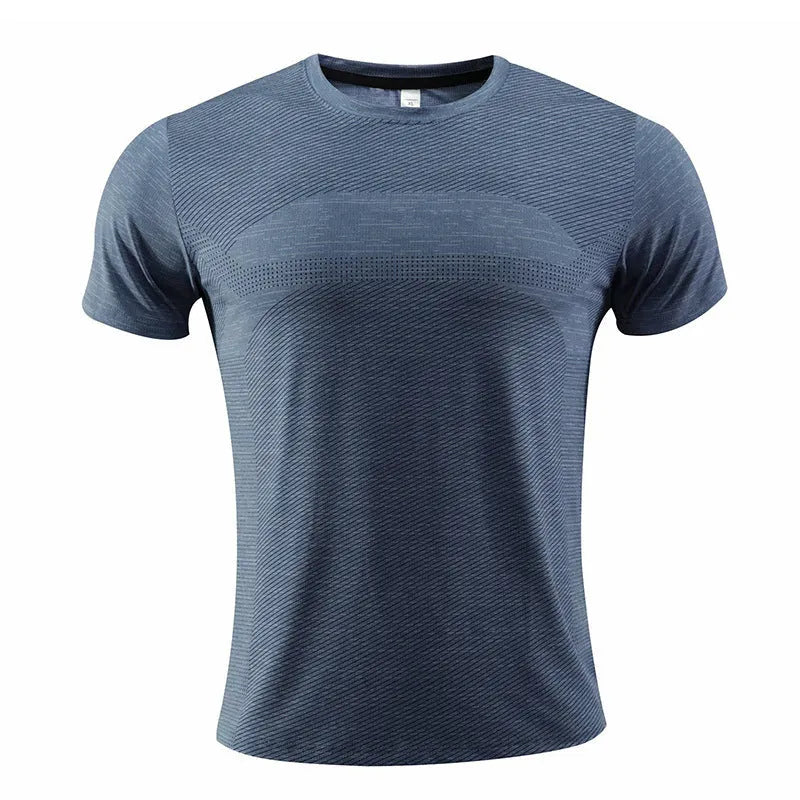 Short sleeve sports t-shirt for running in polyester spandex fabric, shown in red colour.