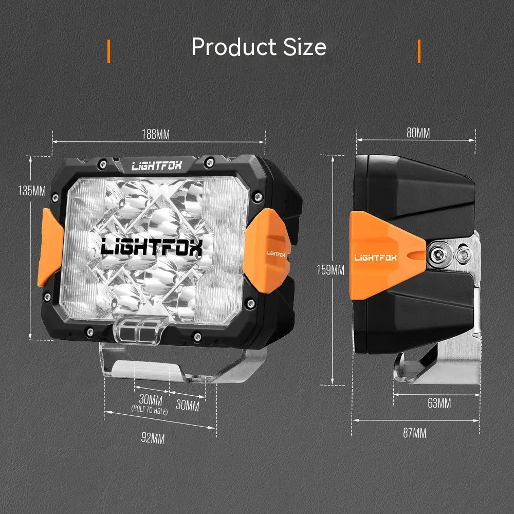 Black aluminium LED front bumper lights for off-road vehicle retrofit installation