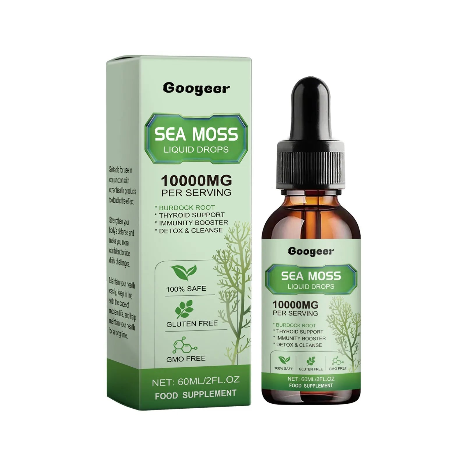 Googeer Sea Moss Liquid Drops 60ml body treatment bottle with traditional Chinese medicine extract
