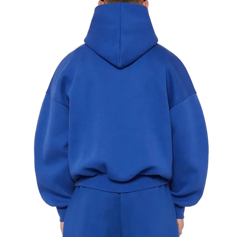 Men's grey fleece-lined cotton hooded sweatshirt with pullover design