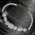 Women's geometric bracelet with zircon stones and silver plating in two size options
