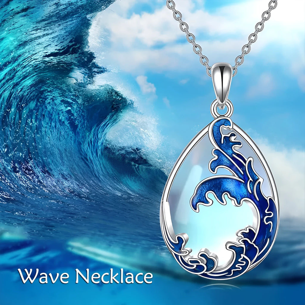 Blue heart-shaped alloy pendant on a chain, a women's necklace.