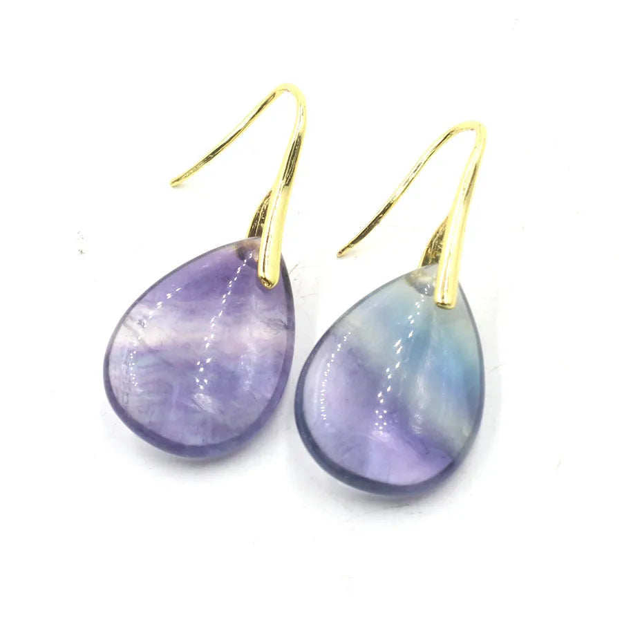 Genuine crystal geometric water drop earrings with electroplated metallic finish