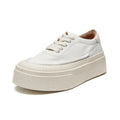 Women's black platform sports board shoes with embossed cowhide leather and rubber sole
