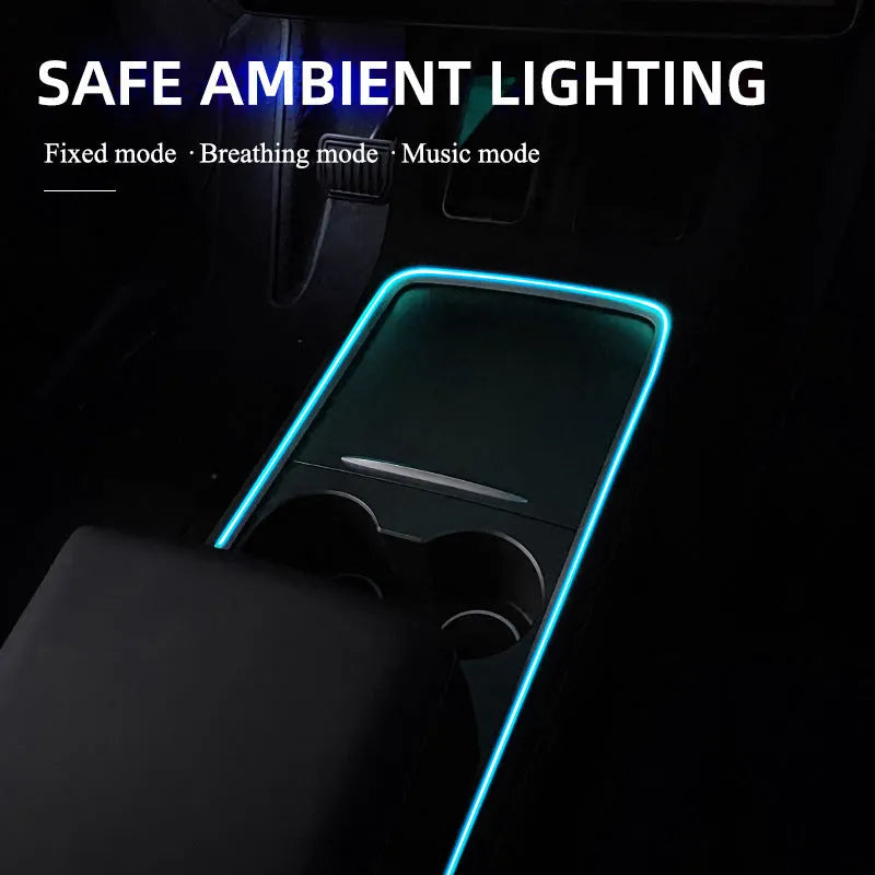 USB-powered colour changing LED ambient light strip for car dashboard and centre console illumination.