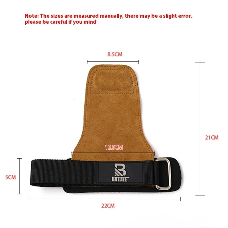 Brown fitness wrist protector with grip strength bands for pull-up training