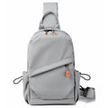 Men's black waterproof polyester crossbody bag with single shoulder strap and simple casual design