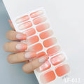 Set of 16 solid colour full nail art stickers showing patterns like cross, rose, tulip, and cartoon designs.