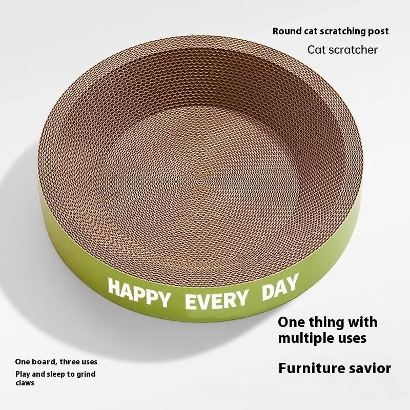 Green round cat scratching nest with sisal surface measuring 50cm diameter