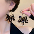 Large leopard print floral acetate earrings for women in a statement design