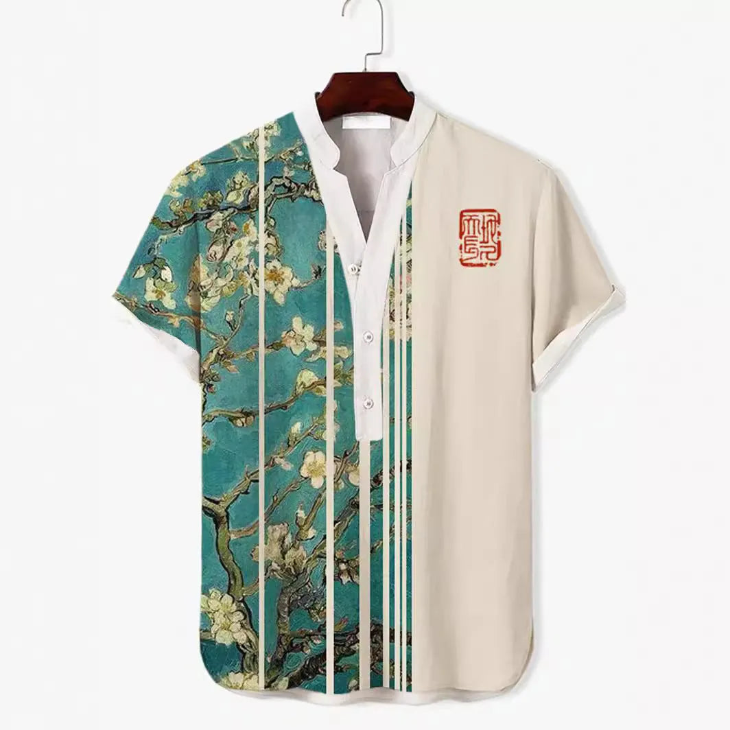 3D digital animal style short sleeve shirt on a hanger, showing graphic print detail.