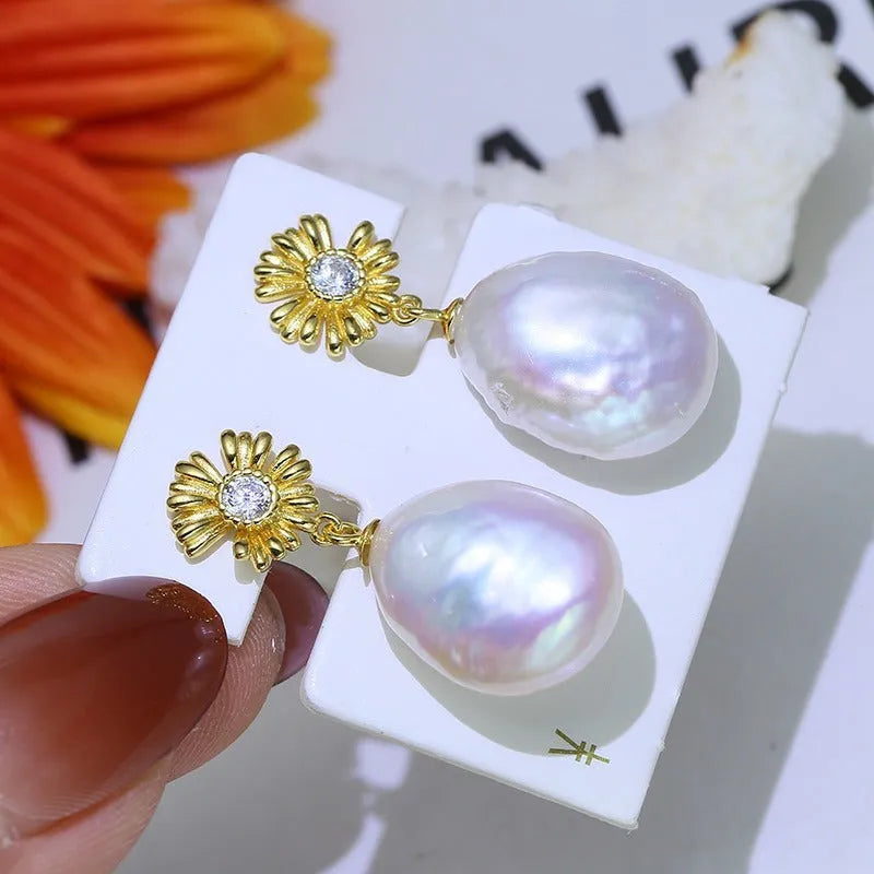 Baroque flower-shaped S925 sterling silver earring and ring holder in gold or silver finish