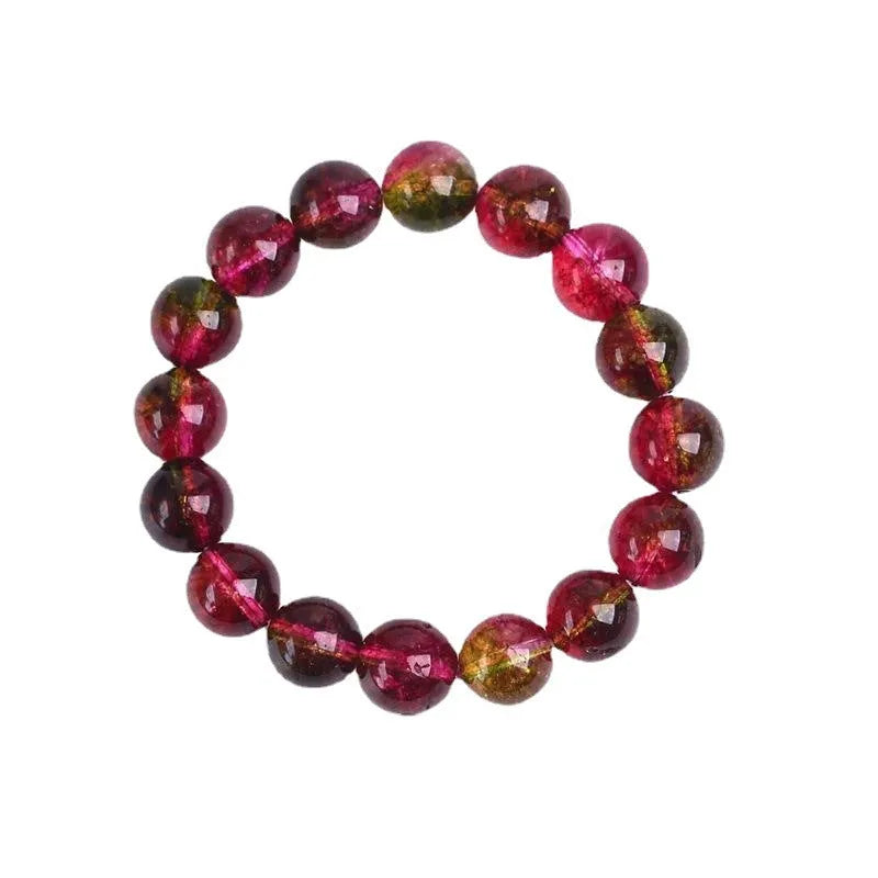 Handmade watermelon crystal bracelet in pastoral style shown in available sizes.