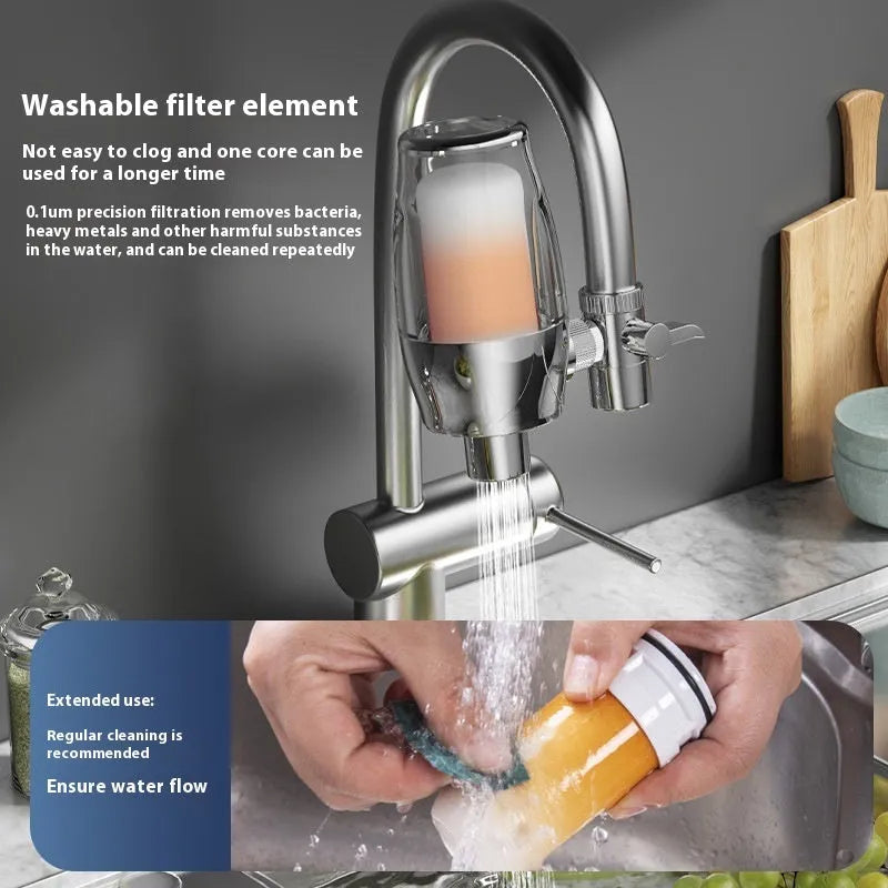 Ceramic faucet water filter cartridge for direct tap mounting