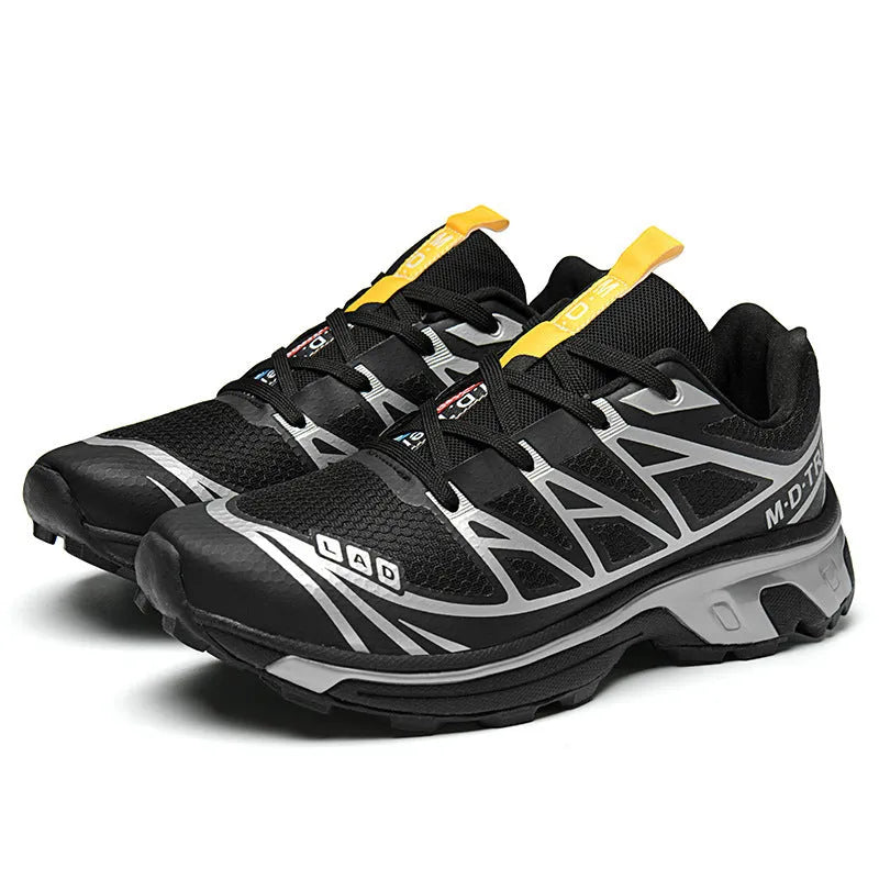 Low-top hiking shoes with artificial leather upper, mesh lining, and rubber sole in multiple colour options