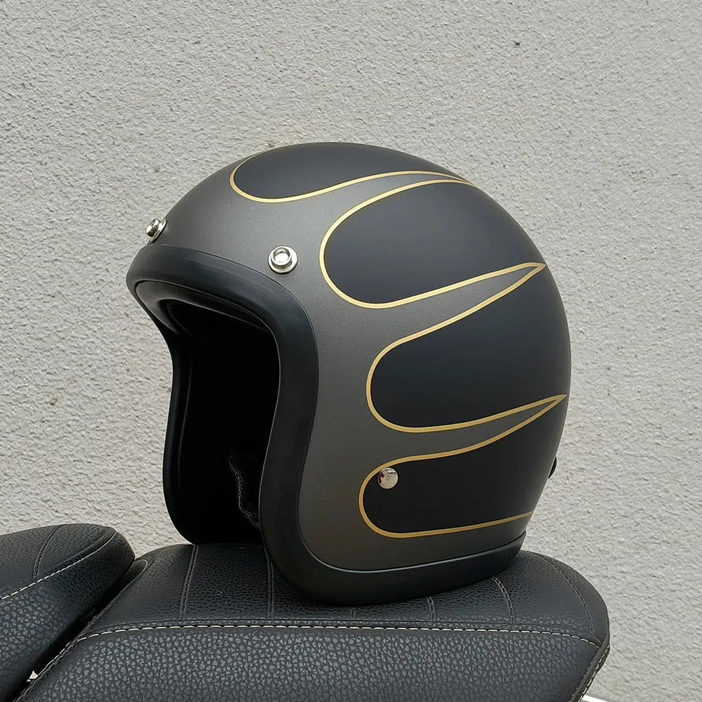 Retro-style FRP motorcycle half helmet in multiple colours for electric bike commuting