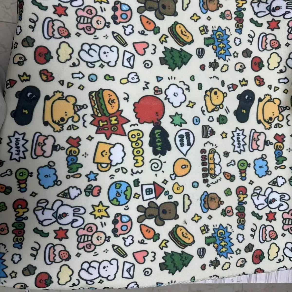 Cartoon animal print nylon cosmetic bag showing Blue Puppy design in three size options