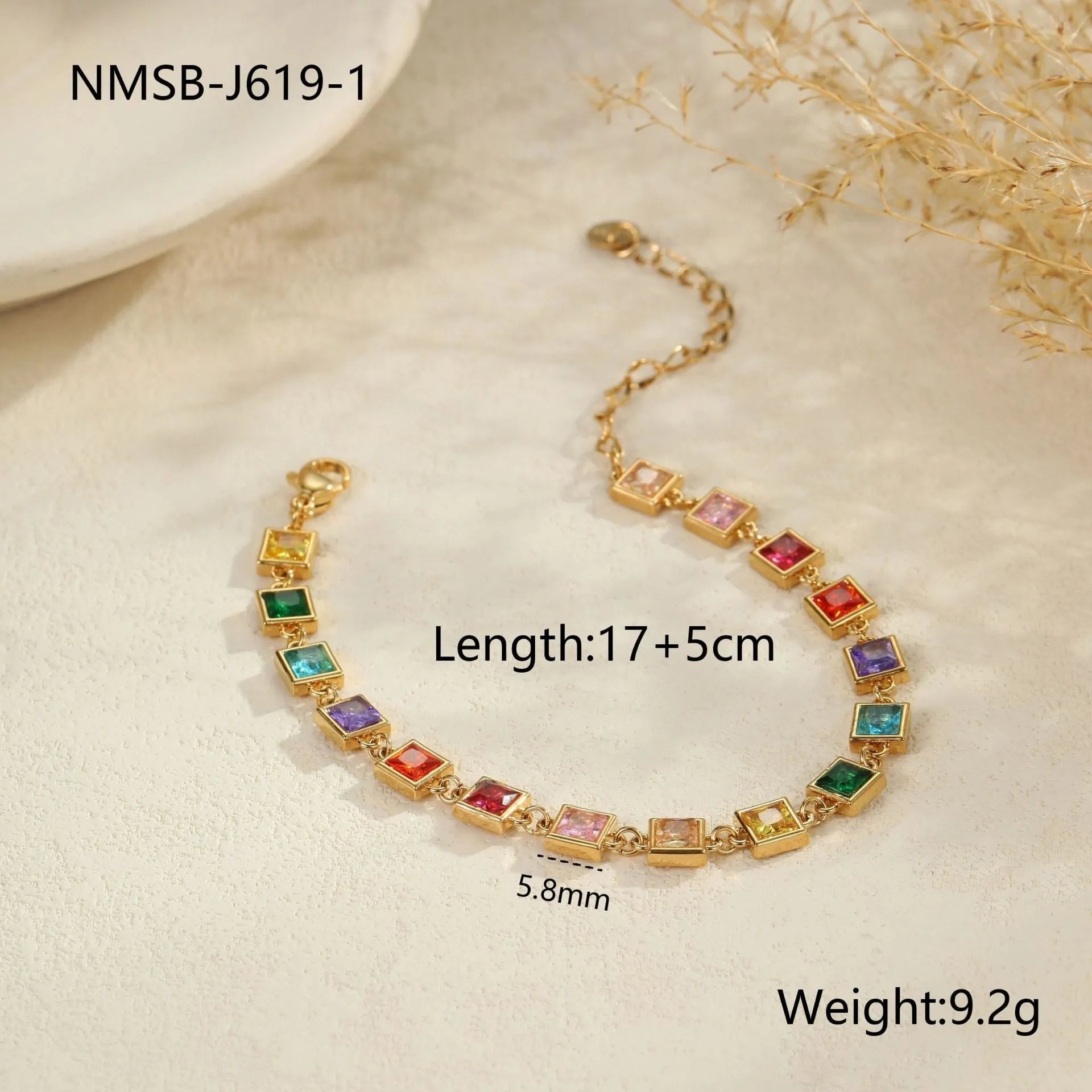 Women's stainless steel bracelet with electroplated finish in geometric square, heart, round shapes