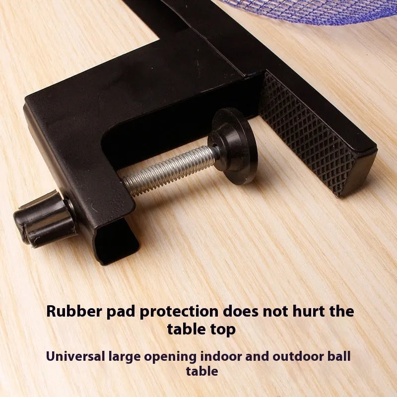 Table tennis post with universal large clip for thickened tables in open grid indoor table colour