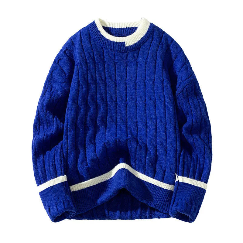Men's loose fit two-piece modal acrylic sweater set in light blue colour