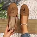 Women's round head loafers non-slip flats low heel artificial PU TPR sole available in multiple colours
