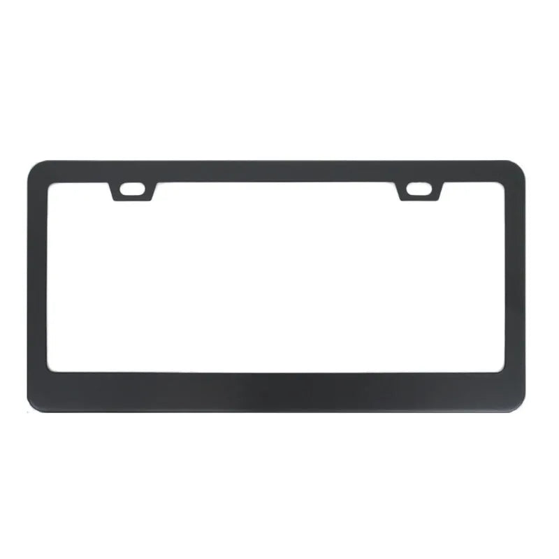 Minimalist aluminum alloy license plate frame in black finish for American standard car plate