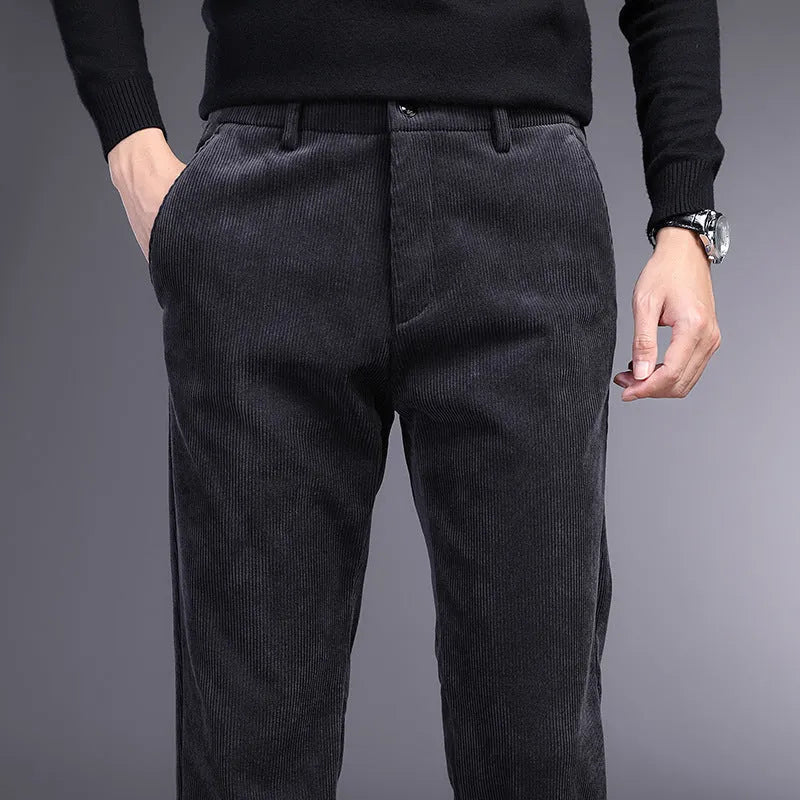 British retro striped trousers in chemical fibre blend with straight leg cut