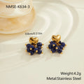 Retro natural stone beaded earrings stainless steel 18K electroplated heart geometric shape for women
