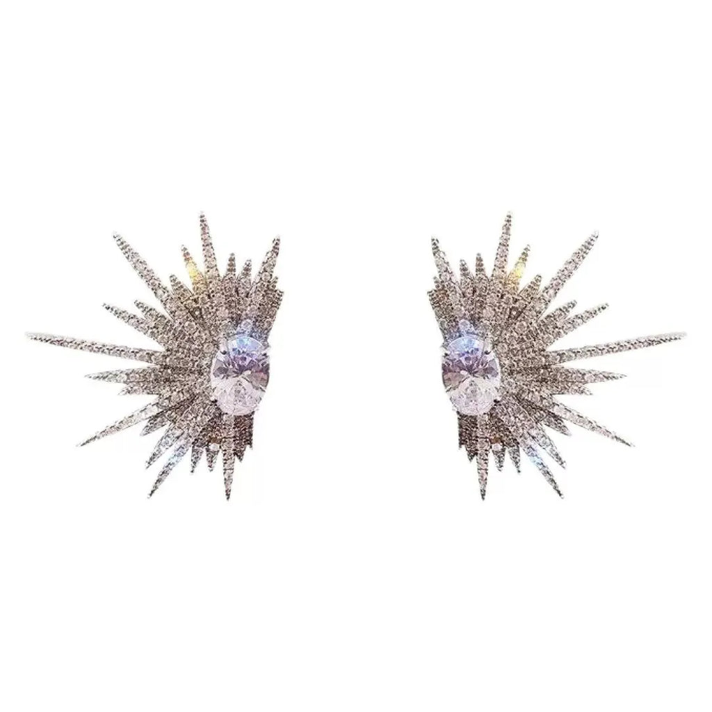 Full Diamond Eight-pointed Stars ear studs in rhinestone XINGX colour with electroplated finish, geometric shape stud earrings for women