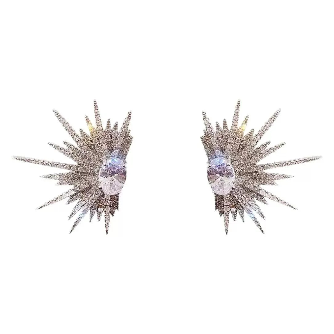 Full Diamond Eight-pointed Stars ear studs in rhinestone XINGX colour with electroplated finish, geometric shape stud earrings for women