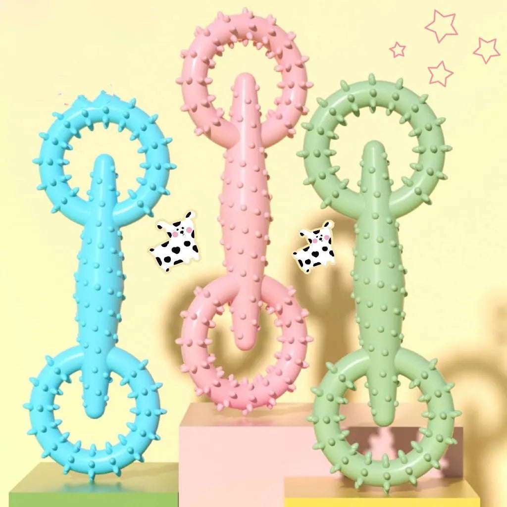 Blue TPR dog chew toy ring measuring 16cm for teething puppies and dogs