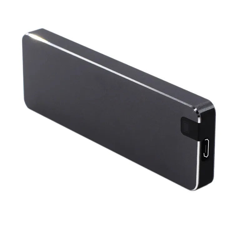 White portable solid state hard disk with metal shell and USB 3.1 cable
