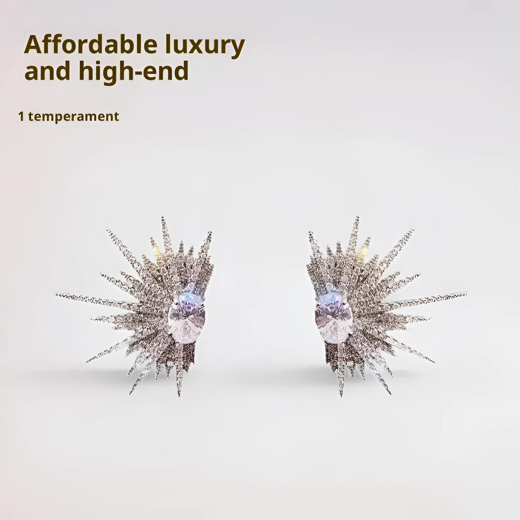 Full Diamond Eight-pointed Stars ear studs in rhinestone XINGX colour with electroplated finish, geometric shape stud earrings for women