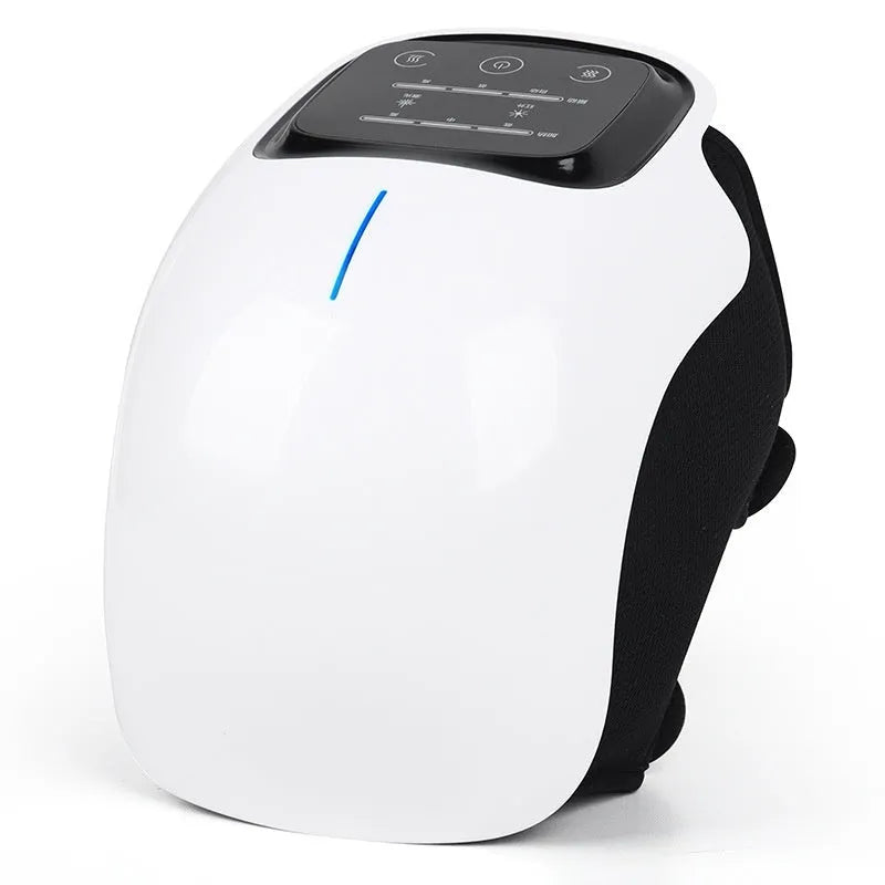 White smart electric heating knee massager with LCD display for infrared heat therapy on legs