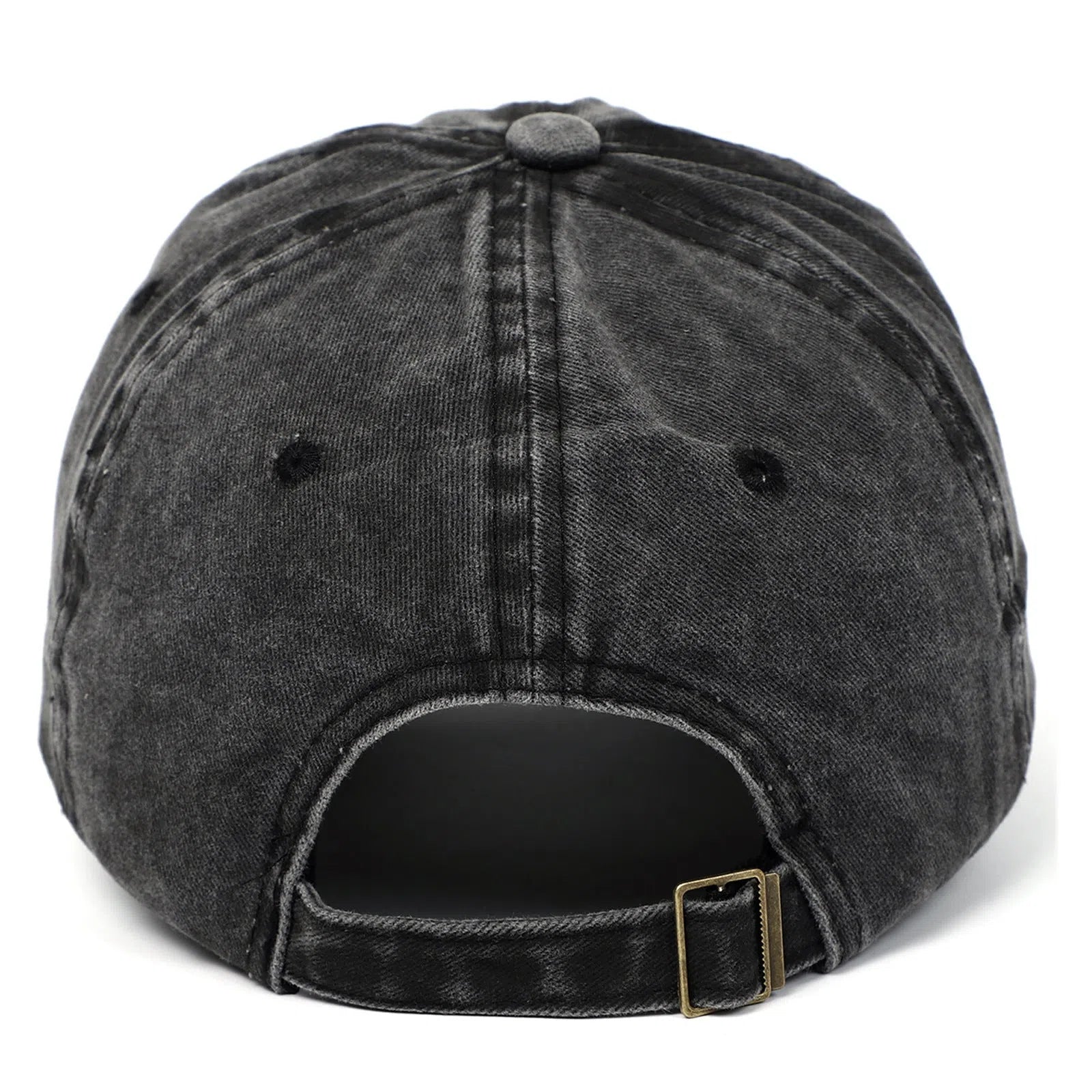 Black cat embroidered washed baseball cap in black, cotton fabric, adjustable size, dome crown style